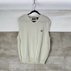 Chaps Men's V-Neck Sweater Vest in Cream Size XL